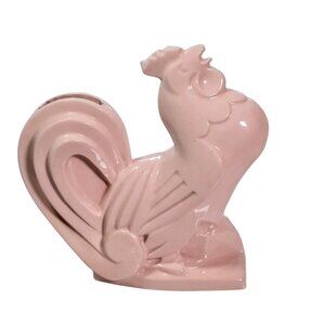 Vintage Art Deco / Mid-Century Modern Ceramic Rooster Vase – Pink Glaze, 9” Tall